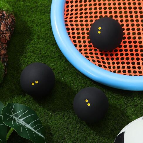 Double Yellow Dot Squash Balls 3pcs 38-40mm High Elastic Rubber Slow Speed Squash Balls for Beginner Competition Training and Sports in Kuwait