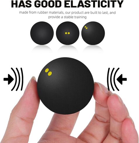 Double Yellow Dot Squash Balls 3pcs 38-40mm High Elastic Rubber Slow Speed Squash Balls for Beginner Competition Training and Sports in Kuwait