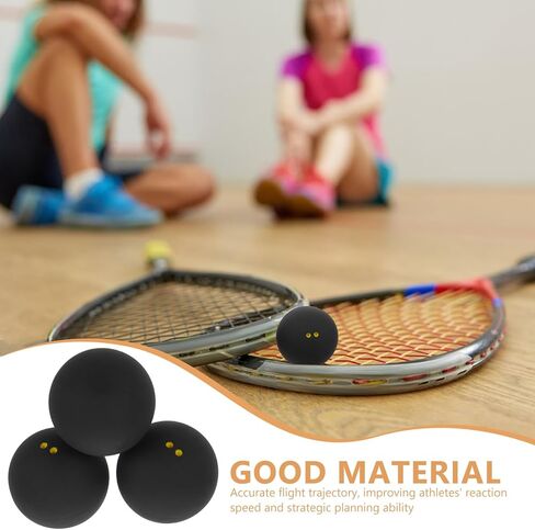 DOITOOL 3pcs Double Yellow Dot Squash Balls for Beginner Training and Competition, High Elastic Rubber, 38-40mm Professional Practice Balls for Indoor Sports in Kuwait
