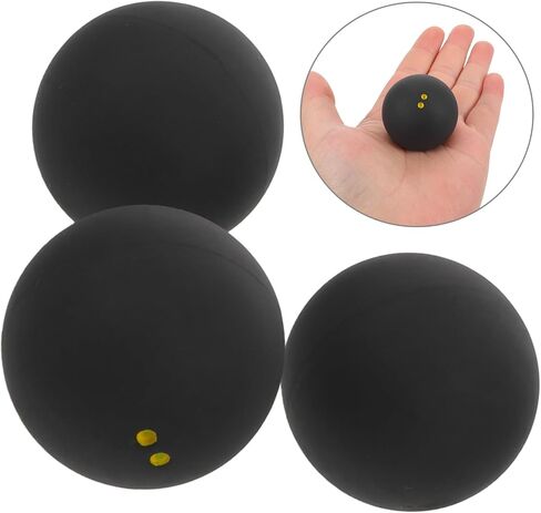 DOITOOL 3pcs Double Yellow Dot Squash Balls for Beginner Training and Competition, High Elastic Rubber, 38-40mm Professional Practice Balls for Indoor Sports in Kuwait