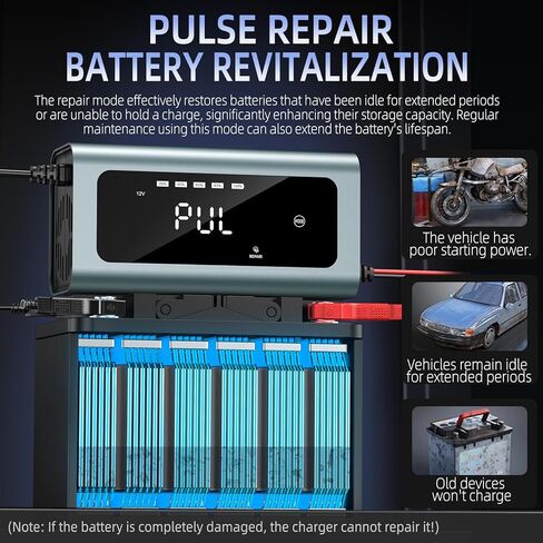 شاحن بطارية السيارة، شاحن بطارية 12 فولت 6 أمبير مع تعويض درجة الحرارة لإزالة الكبريت للسيارة والشاحنات والدراجات النارية وجزازة العشب وبطارية حمض الرصاص البحرية in Kuwait