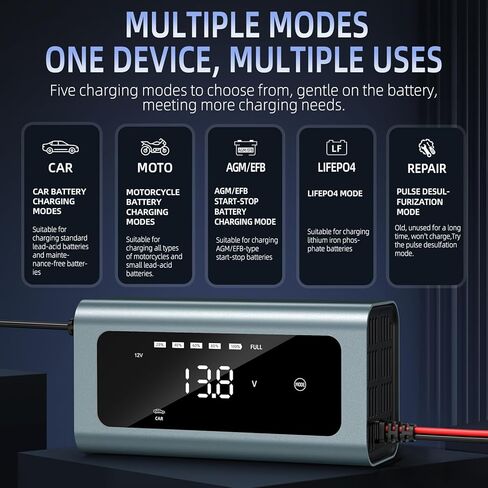 شاحن بطارية السيارة، شاحن بطارية 12 فولت 6 أمبير مع تعويض درجة الحرارة لإزالة الكبريت للسيارة والشاحنات والدراجات النارية وجزازة العشب وبطارية حمض الرصاص البحرية in Kuwait