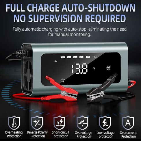 شاحن بطارية السيارة، شاحن بطارية 12 فولت 6 أمبير مع تعويض درجة الحرارة لإزالة الكبريت للسيارة والشاحنات والدراجات النارية وجزازة العشب وبطارية حمض الرصاص البحرية in Kuwait