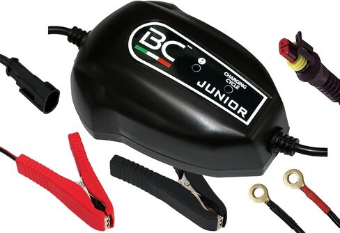 شاحن بطارية ذكي وصيانة BC Junior 12V 1.5A - 8 خطوات، تعويم، وإزالة الكبريت للسيارات والدراجات النارية والمركبات ATV وبطاريات حمض الرصاص ذات الدورة العميقة - تصميم ذكي مدمج، قابس أمريكي in Saudi Arabia
