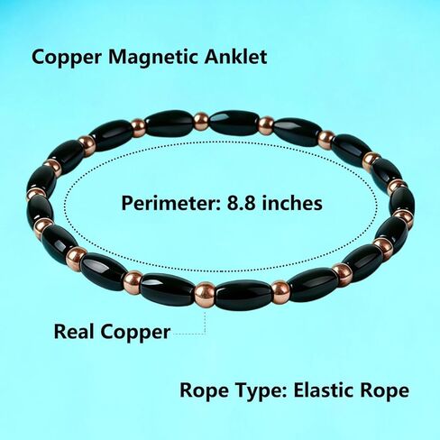 خلخال مغناطيسي نحاسي للنساء خلخال مغناطيسي نحاسي للعلاج المغناطيسي خلخال عيد ميلاد، هدية الذكرى السنوية، سوار الكاحل المغناطيسي للتصريف اللمفاوي، Pulsera De Cobre Para Mujer للآباء عبوة واحدة in Kuwait