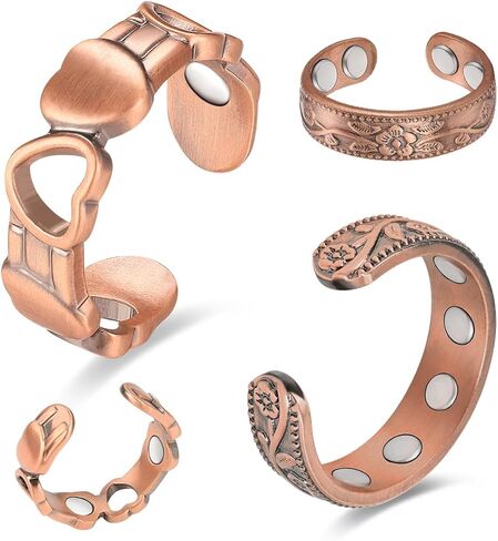 9X حلقات مغناطيسية للنساء، مع مغناطيس قوي، نحاس نقي صلب قابل للتعديل (البرقوق النحاسي وذيل السمكة) in Kuwait