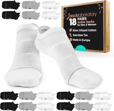 جوارب غير مرئية - مقاومة للرائحة، قابلة للتنفس - قطن مصبوغ باللون الفضي أبيض/أسود/أحادي اللون in Kuwait