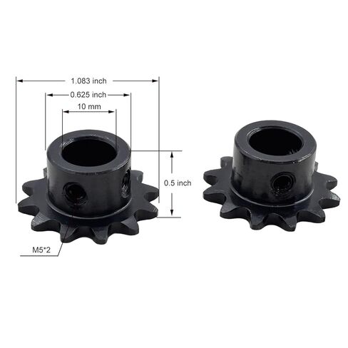 2PCS #25 Roller Chain Sprocket Type B 10mm Bore 12 Tooth, Hardened Antirust 1045 Steel Drive Sprockets 25B12-10mm in Saudi Arabia