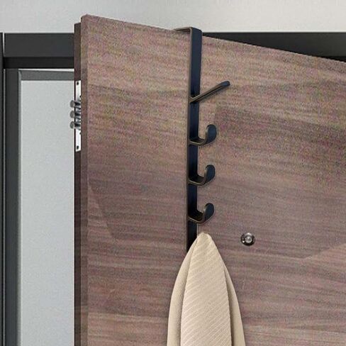 Black Over Door Hanger – Multi-Functional Door Hook Rack for Hanging Clothes, Bags & Towels – Space-Saving Home Organizer in Kuwait