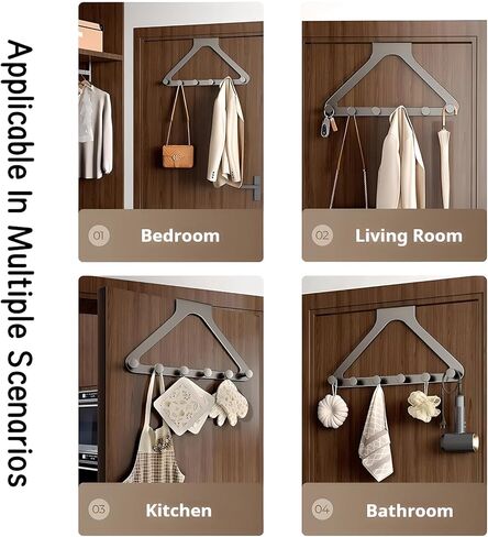 Over The Door Rack for Hanging Clothes, Towel Hooks for Bathroom Over Door Heavy Duty, Over The Door Organizer with Hooks (Milky White) in Saudi Arabia