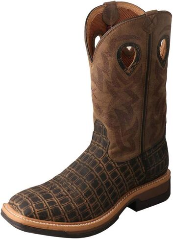 Twisted X Men's 12" Western Work Boot, Square Toe Alloy Toe with CellStretch, Burgundy & Sky Blue, 12 EE in Saudi Arabia