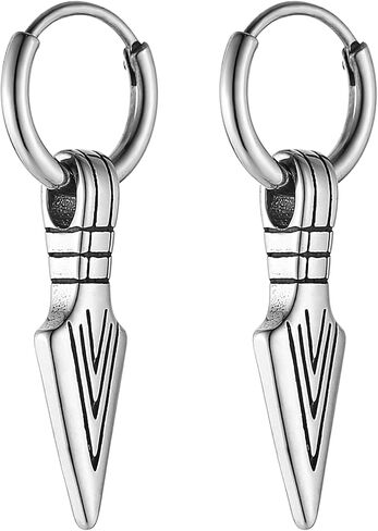HZMAN Sword Dangle Drop Earrings for Men Gothic Punk Stainless Steel Dragon Knight Earring Hinged Huggie Hoop Earring Jewelry Gift in Kuwait