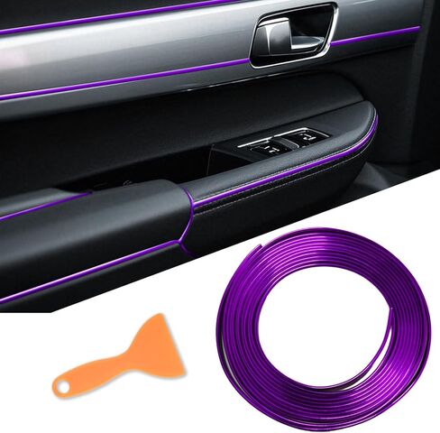 Car Interior Moulding Trim Strips, 16.4ft Red Chrome PVC Universal Fit Dashboard Decorative DIY Flexible Strip Garnish in Saudi Arabia