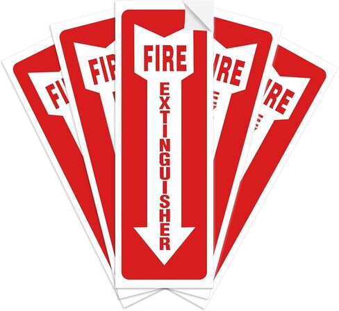 Fire Extinguisher Stickers 4x12 Inch, 5PCS Fire Extinguisher Signs, Fire Extinguisher Sign for with Arrow, for Home, Office, Business - Fits Various wall surfaces in Saudi Arabia