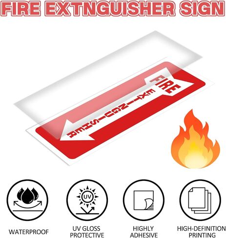 Fire Extinguisher Stickers 4x12 Inch, 5PCS Fire Extinguisher Signs, Fire Extinguisher Sign for with Arrow, for Home, Office, Business - Fits Various wall surfaces in Saudi Arabia