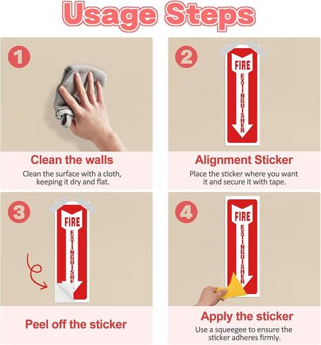 Fire Extinguisher Stickers 4x12 Inch, 5PCS Fire Extinguisher Signs, Fire Extinguisher Sign for with Arrow, for Home, Office, Business - Fits Various wall surfaces in Saudi Arabia