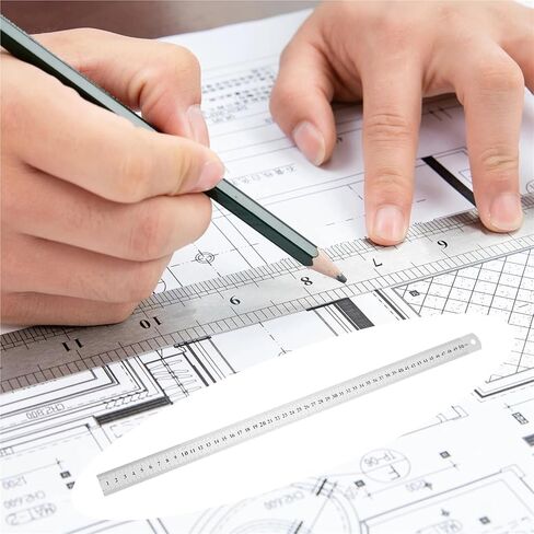 أداة قياس مترية، مسطرة فولاذية من الفولاذ المقاوم للصدأ مستقيمة مزدوجة الجوانب أداة قياس دقيقة متري 50 سم رسم يدوي بمقياس سنتيمتر بوصة in Kuwait