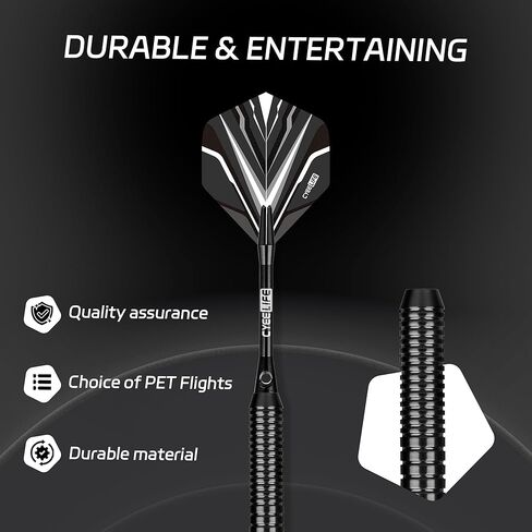 CyeeLife Soft tip Darts Set with Brass Barrel,Professional Darts Plastic Tip,Aluminum/PC Shafts + 6 Flights + 30 Soft Tip + 20 O Ring + 2 Flight Protectors + 1 Dart Case for Electronic Dartboard in Kuwait