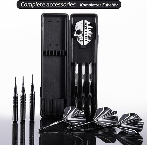 CyeeLife Soft tip Darts Set with Brass Barrel,Professional Darts Plastic Tip,Aluminum/PC Shafts + 6 Flights + 30 Soft Tip + 20 O Ring + 2 Flight Protectors + 1 Dart Case for Electronic Dartboard in Kuwait
