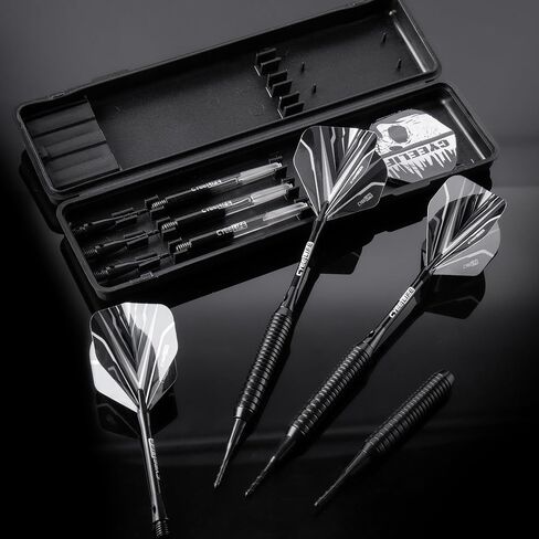 CyeeLife Soft tip Darts Set with Brass Barrel,Professional Darts Plastic Tip,Aluminum/PC Shafts + 6 Flights + 30 Soft Tip + 20 O Ring + 2 Flight Protectors + 1 Dart Case for Electronic Dartboard in Kuwait