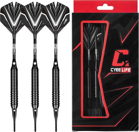 CyeeLife Soft tip Darts Set with Brass Barrel,Professional Darts Plastic Tip,Aluminum/PC Shafts + 6 Flights + 30 Soft Tip + 20 O Ring + 2 Flight Protectors + 1 Dart Case for Electronic Dartboard in Kuwait