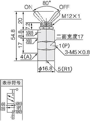 TAC2-4V Cylindrical Air Pneumatic Mechanical Valve, Exhaust valve 2 Position 5 Way Self-locking Toggles switch, 1pc in Saudi Arabia