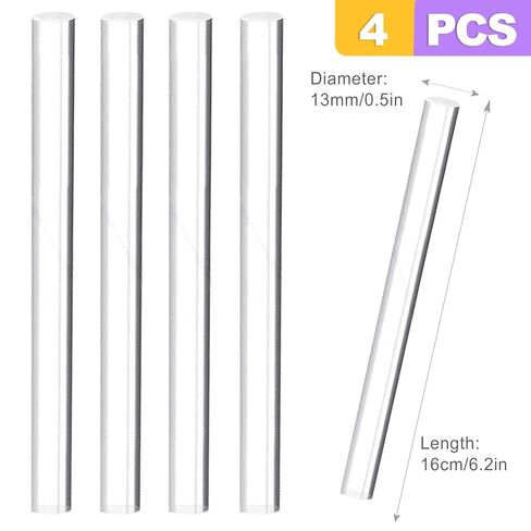 4 Clear Acrylic Rods 6.3 x 0.5 Inch - Acrylic Sticks Plastic Dowels Glass Stirring Rods for DIY Crafts, Plant Stakes, Stirring, Art, School, Home in Saudi Arabia