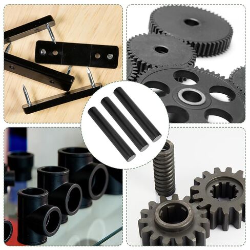 AHANDMAKER 3 Pack HDPE Rod 2 x 13in Plastic Round Rods Dowel Support Components for Parts Manufacturing Mechanical Processing Projects Model Making Decoration, Black in Saudi Arabia