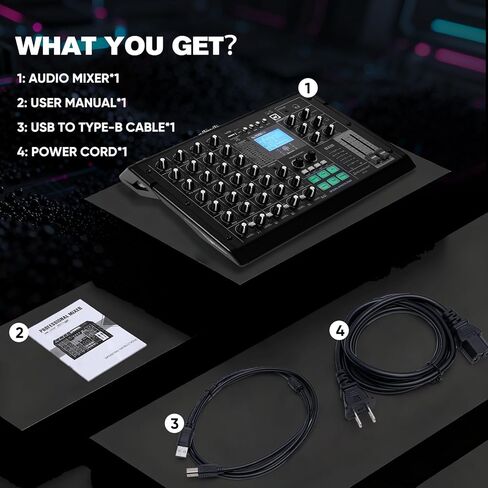 جهاز مزج الصوت الاحترافي - تأثير بطاقة الصوت، واجهة صوتية ذات 6 قنوات، بث صوتي، بث مباشر، تسجيل صوتي، مجموعات دي جي، مقاطع فيديو يوتيوب، ليالي كاريوكي، متوافق مع الميكروفون/الكمبيوتر - DA-6 in Kuwait
