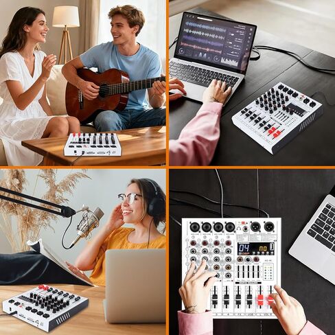 4 Channel Professional Audio Mixer with 4 MIC/LINE Inputs, 5-Band EQ, 99DSP Effects, USB Playback/Recording, +48V Phantom Power for Musicians Live Streaming DJ Podcasting Home Studio(AG-4K) in Saudi Arabia