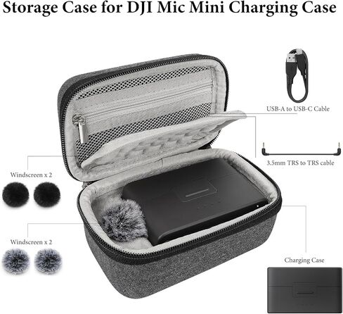 حقيبة حمل ميكروفون Geekria for Creators متوافقة مع حقيبة شحن DJI Mic Mini، حقيبة سفر ذات هيكل صلب للميكروفون، حقيبة سفر محمولة مع تخزين الكابل (رمادي) in Kuwait