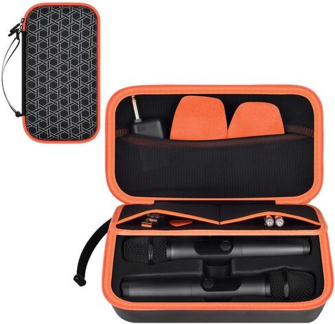 حافظة ميكروفون لاسلكية casmilee متوافقة مع نظام ميكروفون لاسلكي JBL وميكروفون لاسلكي PartyBox، حقيبة سفر محمولة بميكروفون مزدوج للغناء أو الكاريوكي لأجهزة الاستقبال (صندوق فقط) (أسود) in Saudi Arabia