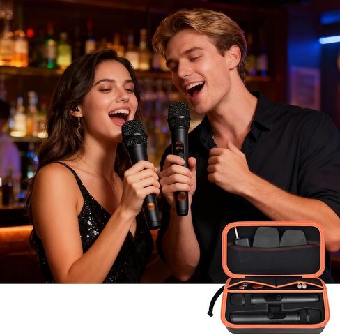 casmilee Wireless Microphone Case Compatible with JBL Wireless Two Microphone System & PartyBox Wireless Mic, Handheld Dual Mic Travel Bag for Singing or Karaoke for Receivers (Box Only) (Black) in Saudi Arabia