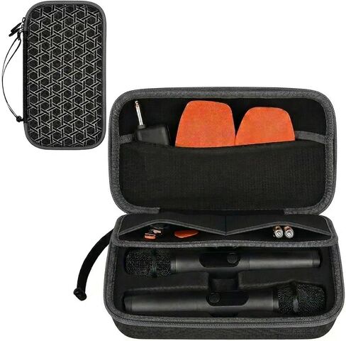 casmilee Wireless Microphone Case Compatible with JBL Wireless Two Microphone System & PartyBox Wireless Mic, Handheld Dual Mic Travel Bag for Singing or Karaoke for Receivers (Box Only) (Black) in Saudi Arabia
