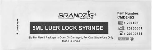 5ml syringe luer lock (No Needle) - Sterile, Individually Wrapped - 100 Pack - for Professional & Personal Use in Kuwait