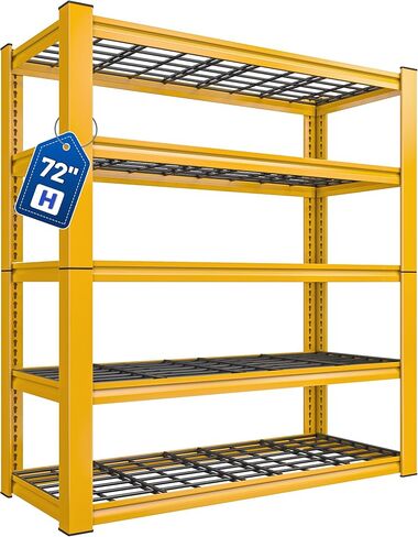REIBII 3010LBS رفوف المرآب 72 بوصة ارتفاع رفوف المرآب رفوف معدنية صناعية شديدة التحمل 5 أرفف قابلة للتعديل للتخزين في مخزن المطبخ والمستودعات في الطابق السفلي 72 بوصة ارتفاع × 35.5 بوصة عرض × 16 بوصة عمق، أسود in Kuwait