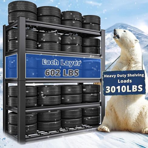 REIBII 3010LBS رفوف المرآب 72 بوصة ارتفاع رفوف المرآب رفوف معدنية صناعية شديدة التحمل 5 أرفف قابلة للتعديل للتخزين في مخزن المطبخ والمستودعات في الطابق السفلي 72 بوصة ارتفاع × 35.5 بوصة عرض × 16 بوصة عمق، أسود in Kuwait