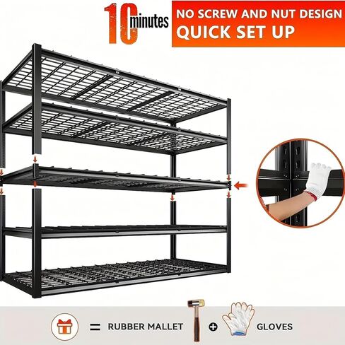 Garage Shelving, Heavy Duty Storage Shelves Metal Shelf Unit Adjustable Industrial Storage Racks for Shop,Warehouse,Basement (5T 84 * 55 * 24, 5) in Kuwait