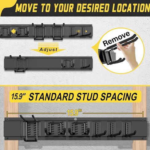 64'' Garage Tool Organizer Wall Mount, 18 PCS Adjustable Garden Tool Hanger Rack, Garage Hooks Heavy Duty, Shovel Holder Wall Mount, Storage Hooks for Hanging in Garage in Kuwait