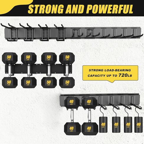 64'' Garage Tool Organizer Wall Mount, 18 PCS Adjustable Garden Tool Hanger Rack, Garage Hooks Heavy Duty, Shovel Holder Wall Mount, Storage Hooks for Hanging in Garage in Kuwait