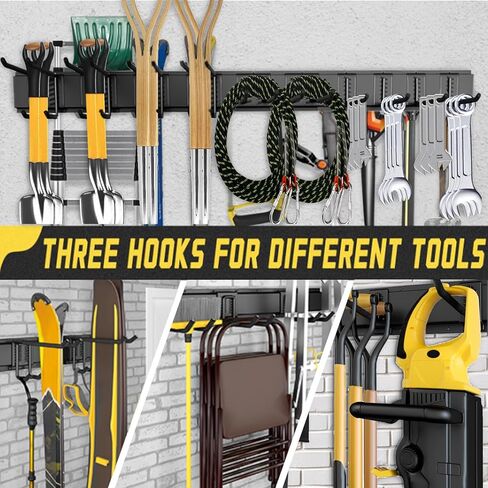64'' Garage Tool Organizer Wall Mount, 18 PCS Adjustable Garden Tool Hanger Rack, Garage Hooks Heavy Duty, Shovel Holder Wall Mount, Storage Hooks for Hanging in Garage in Kuwait