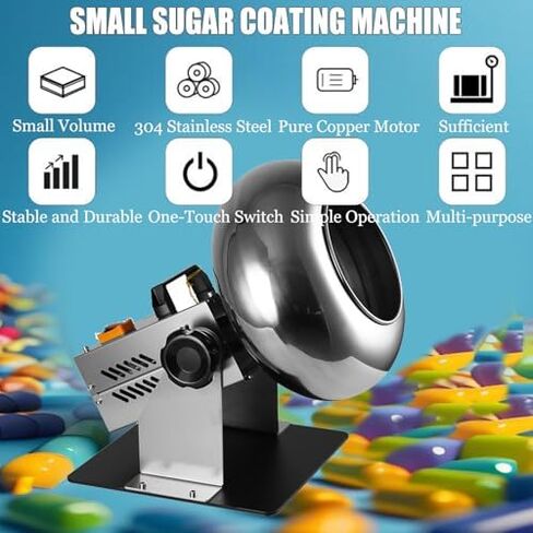 Small Commercial Sugar Coating Machine,Automatic Tablet Coating Machine,Electric Chocolate Polishing Machine with,Including Stand and Blower in Kuwait