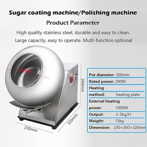 Small Chocolate Panning Machine Stainless Steel with Large Heat Dissipation Holes for Long Term Operation Commercial Sugar Coating Pan Tabletop in Kuwait