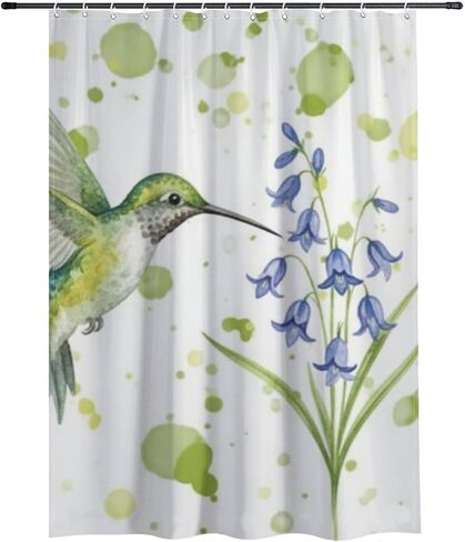 ستارة حمام بنمط الزهور مع خطافات، ستارة دش صيفية مقاومة للماء للمحيط، قماش قابل للغسل ستائر دش فاخرة مصممة للعطلات إكسسوارات الحمام بوهو 68 × 72 بوصة in Kuwait