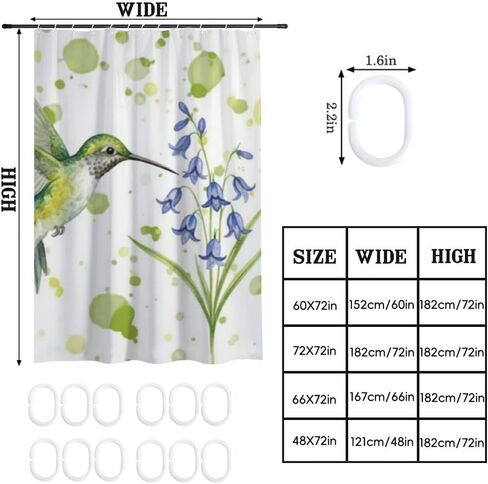 ستارة حمام بنمط الزهور مع خطافات، ستارة دش صيفية مقاومة للماء للمحيط، قماش قابل للغسل ستائر دش فاخرة مصممة للعطلات إكسسوارات الحمام بوهو 68 × 72 بوصة in Kuwait