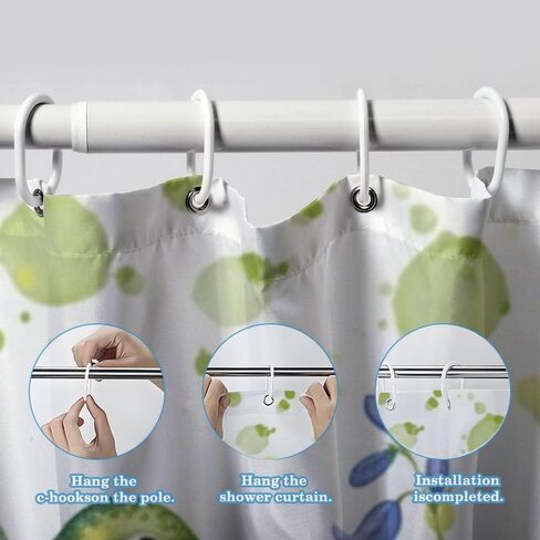 ستارة حمام بنمط الزهور مع خطافات، ستارة دش صيفية مقاومة للماء للمحيط، قماش قابل للغسل ستائر دش فاخرة مصممة للعطلات إكسسوارات الحمام بوهو 68 × 72 بوصة in Kuwait