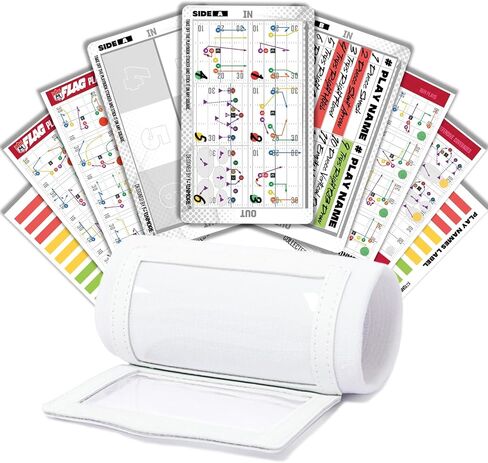 1NMORE 5v5, 7v7 Football Wristbands with Playbook System, Quarterback Wrist Coach for Youth, Flag Football Wrist Bands with Plays Stickers & PVC Cards in Kuwait