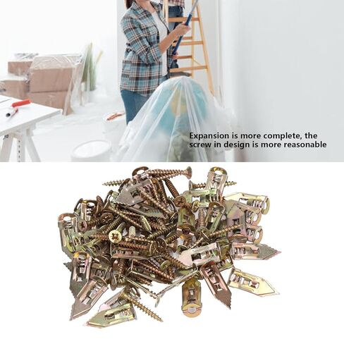 Self Drilling Anchors Screws, Quick Install No Pre-Drilling Needed, Expanding Wall Anchors, 40 Pack Carbon Steel Expands on Two Sides Heavy Duty, for Home Decor, Picture Frames, Sh in Saudi Arabia
