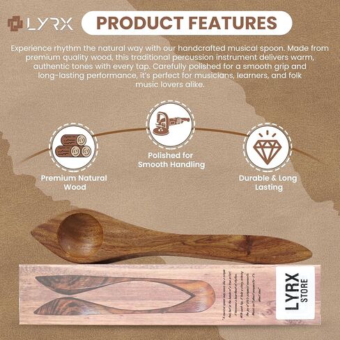Musical Wooden Spoons – 9" Handcrafted Rosewood Folk Percussion Instrument for Irish Celtic Rhythm, Hand Percussion, Acoustic Jam, Live Music & Unique Gifts in Kuwait
