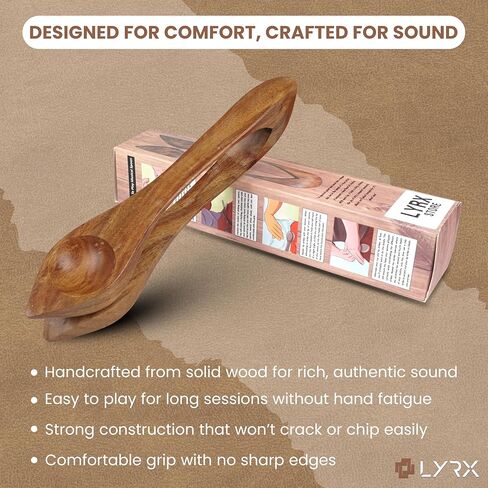 Musical Wooden Spoons – 9" Handcrafted Rosewood Folk Percussion Instrument for Irish Celtic Rhythm, Hand Percussion, Acoustic Jam, Live Music & Unique Gifts in Kuwait